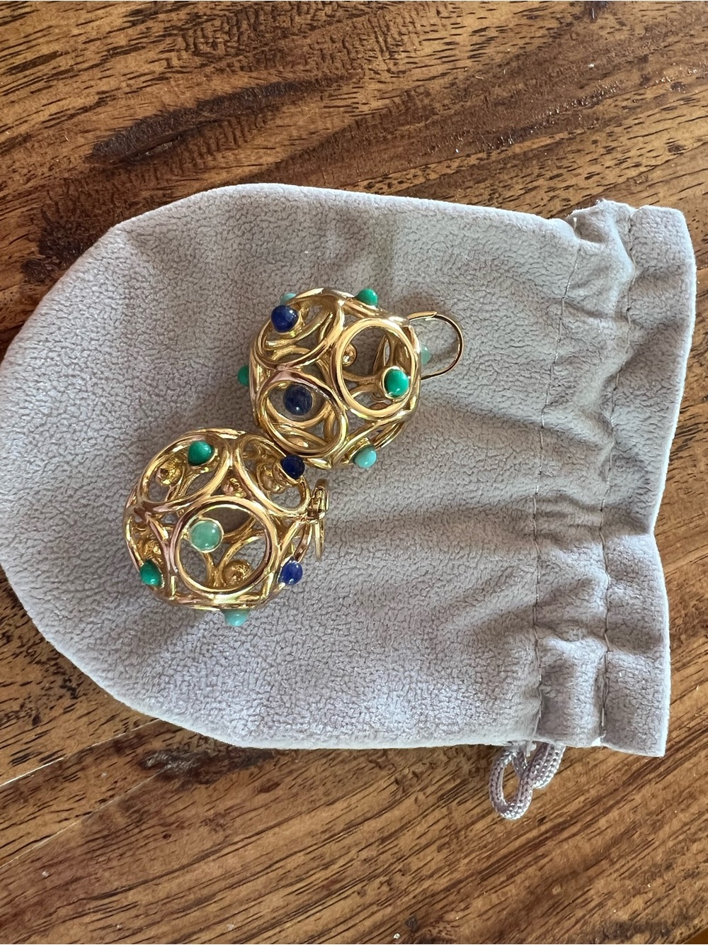 Gold-Tone Multi-Stone Sphere Drop Earrings - Turquoise & Navy
Vintage Kate Spade - Picture 5 of 6